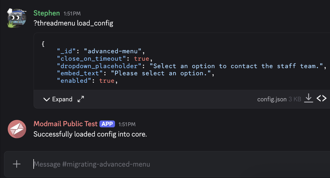 The bot will provide you a success confirmation message after successful import.