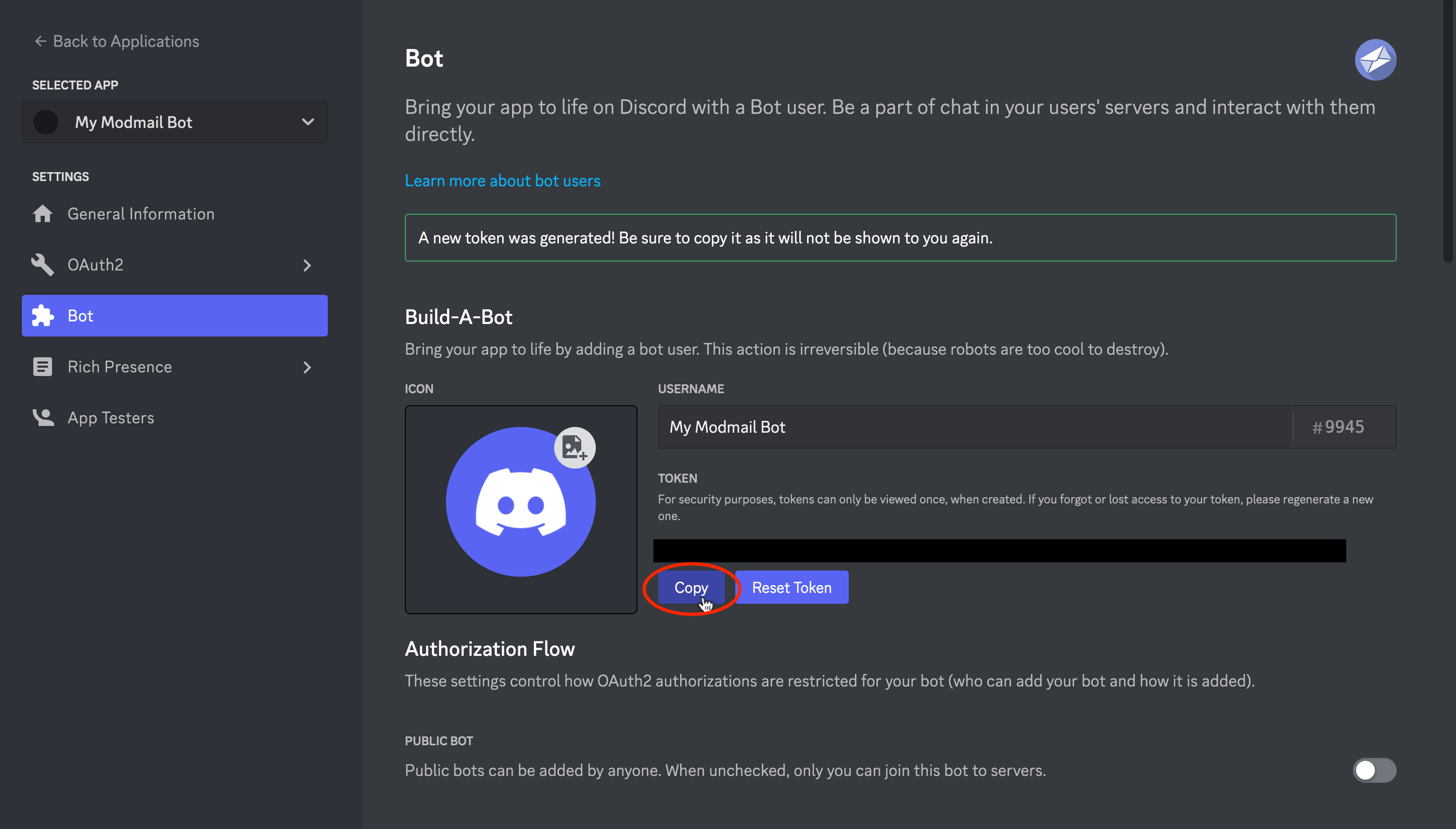 Screenshot of clicking the copy button.
